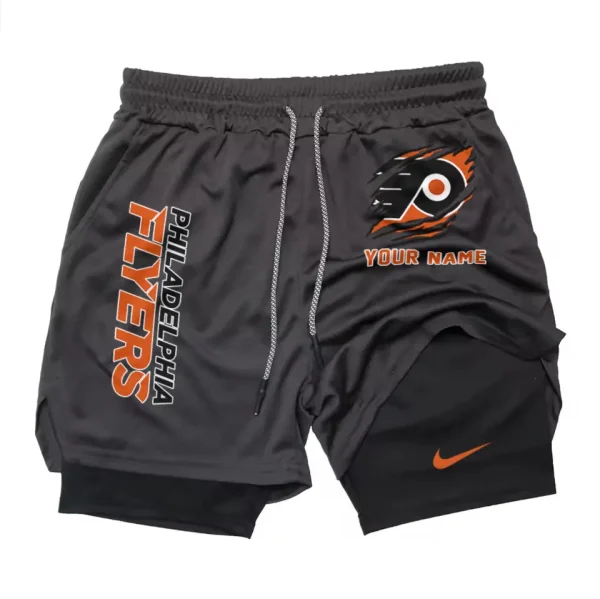 Philadelphia Flyers Men Outdoor Casual Training Sports Shorts 2-in-1 Double-Layer Shorts SPT2LAYERS111 - Image 2