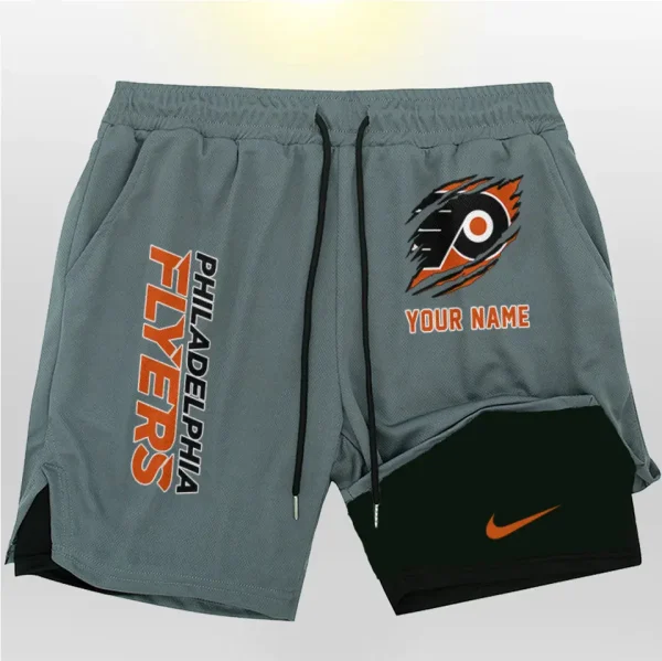 Philadelphia Flyers Men Outdoor Casual Training Sports Shorts 2-in-1 Double-Layer Shorts SPT2LAYERS111 - Image 3