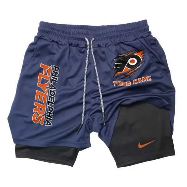 Philadelphia Flyers Men Outdoor Casual Training Sports Shorts 2-in-1 Double-Layer Shorts SPT2LAYERS111 - Image 5