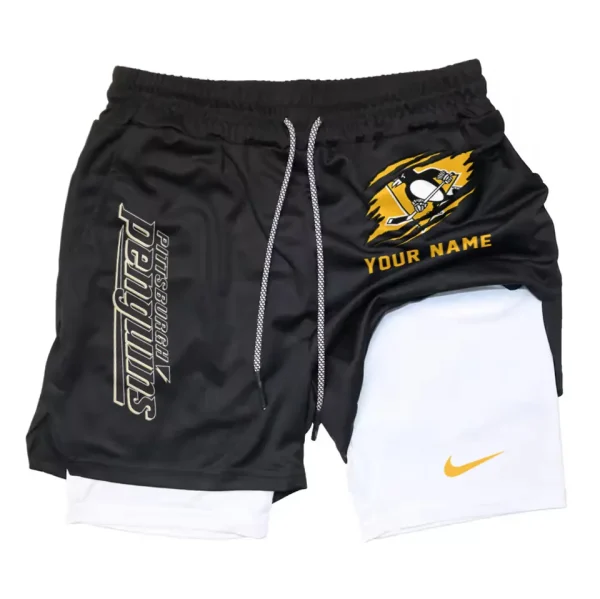 Pittsburgh Penguins Men Outdoor Casual Training Sports Shorts 2-in-1 Double-Layer Shorts SPT2LAYERS112 - Image 3