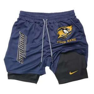 Pittsburgh Penguins Men Outdoor Casual Training Sports Shorts 2-in-1 Double-Layer Shorts SPT2LAYERS112