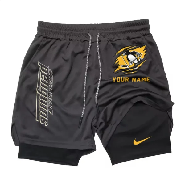Pittsburgh Penguins Men Outdoor Casual Training Sports Shorts 2-in-1 Double-Layer Shorts SPT2LAYERS112 - Image 5