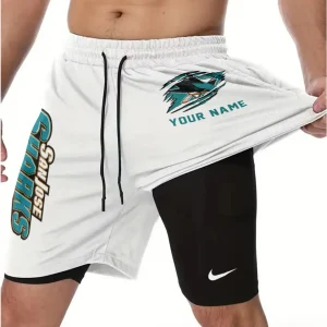 San Jose Sharks Men Outdoor Casual Training Sports Shorts 2-in-1 Double-Layer Shorts SPT2LAYERS113