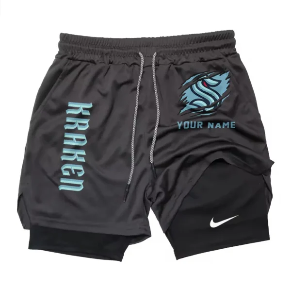 Seattle Kraken Men Outdoor Casual Training Sports Shorts 2-in-1 Double-Layer Shorts SPT2LAYERS114