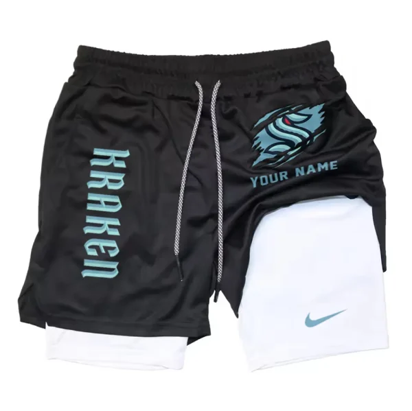 Seattle Kraken Men Outdoor Casual Training Sports Shorts 2-in-1 Double-Layer Shorts SPT2LAYERS114 - Image 2