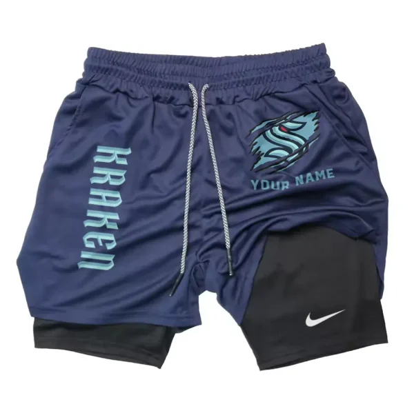 Seattle Kraken Men Outdoor Casual Training Sports Shorts 2-in-1 Double-Layer Shorts SPT2LAYERS114 - Image 4