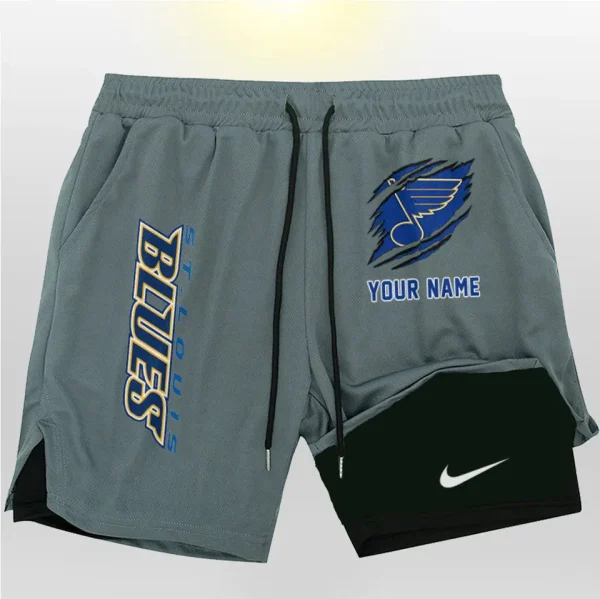 St. Louis Blues Men Outdoor Casual Training Sports Shorts 2-in-1 Double-Layer Shorts SPT2LAYERS115 - Image 3