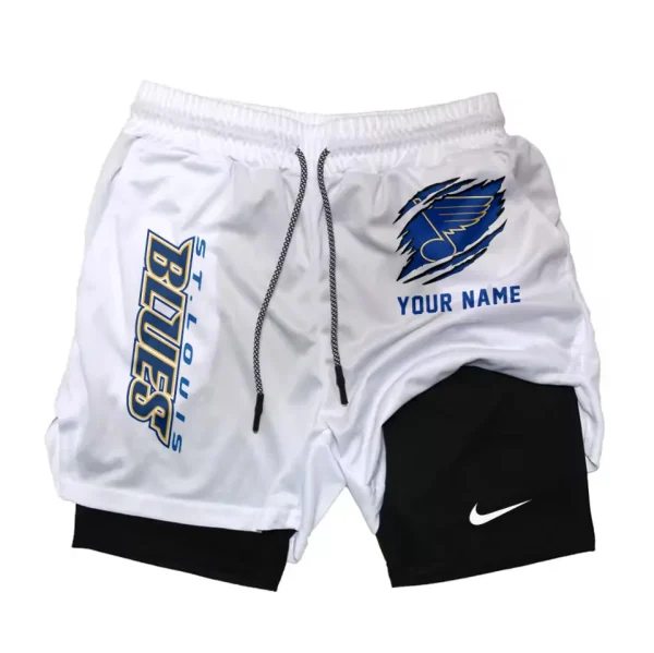 St. Louis Blues Men Outdoor Casual Training Sports Shorts 2-in-1 Double-Layer Shorts SPT2LAYERS115 - Image 5