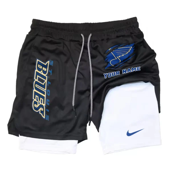 St. Louis Blues Men Outdoor Casual Training Sports Shorts 2-in-1 Double-Layer Shorts SPT2LAYERS115 - Image 6
