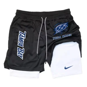 Tampa Bay Lightning Men Outdoor Casual Training Sports Shorts 2-in-1 Double-Layer Shorts SPT2LAYERS116