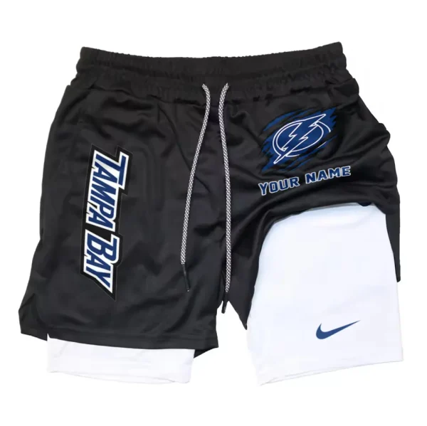 Tampa Bay Lightning Men Outdoor Casual Training Sports Shorts 2-in-1 Double-Layer Shorts SPT2LAYERS116