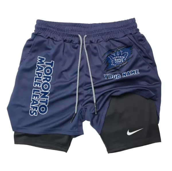 Toronto Maple Leafs Men Outdoor Casual Training Sports Shorts 2-in-1 Double-Layer Shorts SPT2LAYERS117