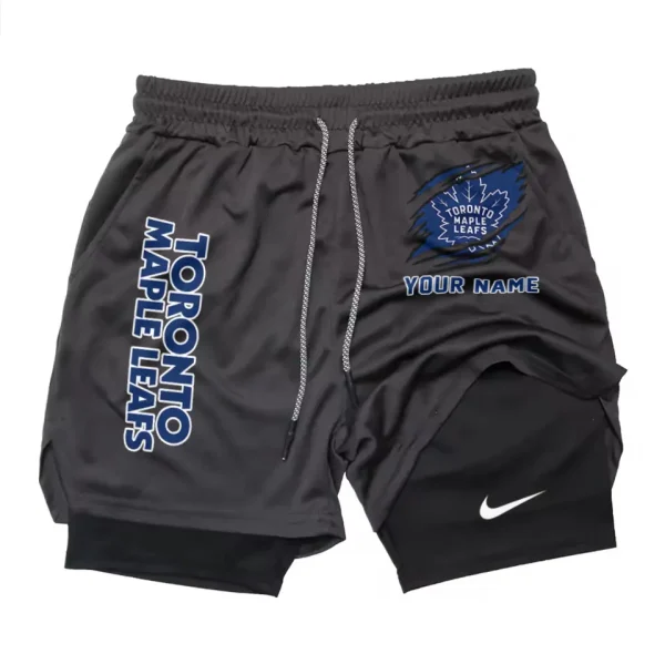 Toronto Maple Leafs Men Outdoor Casual Training Sports Shorts 2-in-1 Double-Layer Shorts SPT2LAYERS117 - Image 3