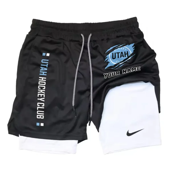 Utah Hockey Club Men Outdoor Casual Training Sports Shorts 2-in-1 Double-Layer Shorts SPT2LAYERS118