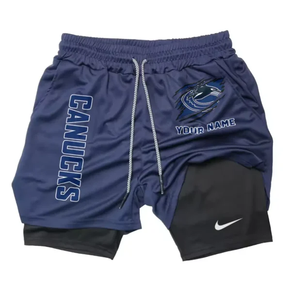 Vancouver Canucks Men Outdoor Casual Training Sports Shorts 2-in-1 Double-Layer Shorts SPT2LAYERS119