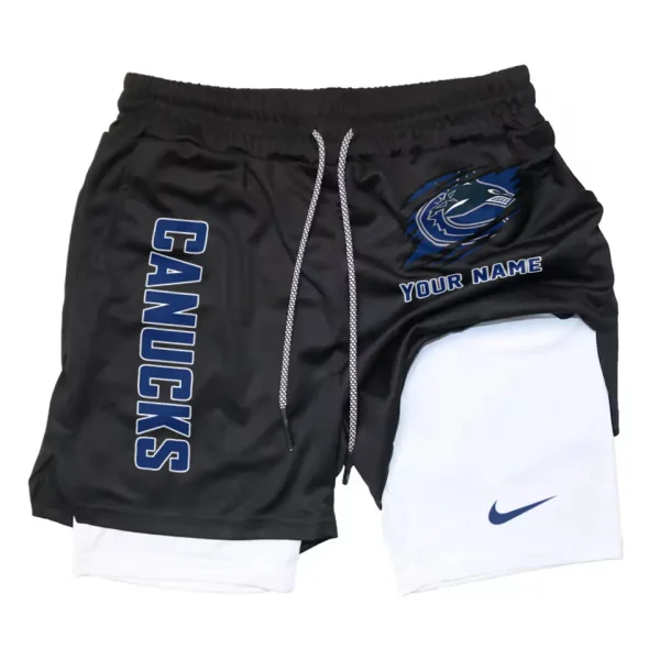 Vancouver Canucks Men Outdoor Casual Training Sports Shorts 2-in-1 Double-Layer Shorts SPT2LAYERS119 - Image 5