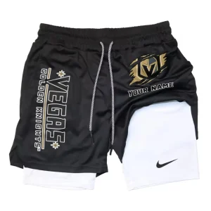 Vegas Golden Knights Men Outdoor Casual Training Sports Shorts 2-in-1 Double-Layer Shorts SPT2LAYERS120