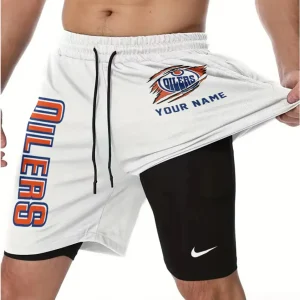 Edmonton Oilers Men Outdoor Casual Training Sports Shorts 2-in-1 Double-Layer Shorts SPT2LAYERS123