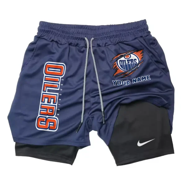 Edmonton Oilers Men Outdoor Casual Training Sports Shorts 2-in-1 Double-Layer Shorts SPT2LAYERS123 - Image 4