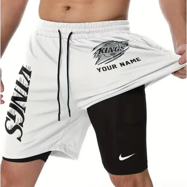 Los Angeles Kings Men Outdoor Casual Training Sports Shorts 2-in-1 Double-Layer Shorts SPT2LAYERS124
