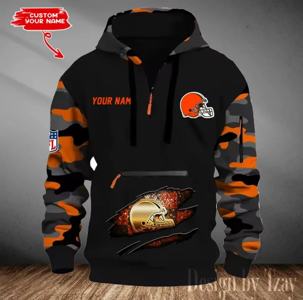 Cleveland Browns Men Camouflage Hooded Sweatshirts New 2025 SPTMCPS072 - Image 2