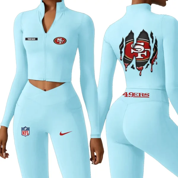 San Francisco 49ers Zipper Sports Top Women Gym Long Sleeve for Fitness SPTZSTW161