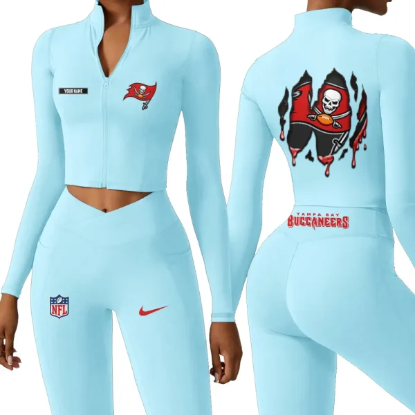 Tampa Bay Buccaneers Zipper Sports Top Women Gym Long Sleeve for Fitness SPTZSTW163