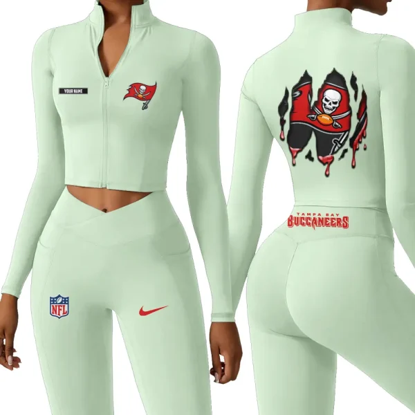 Tampa Bay Buccaneers Zipper Sports Top Women Gym Long Sleeve for Fitness SPTZSTW163 - Image 2