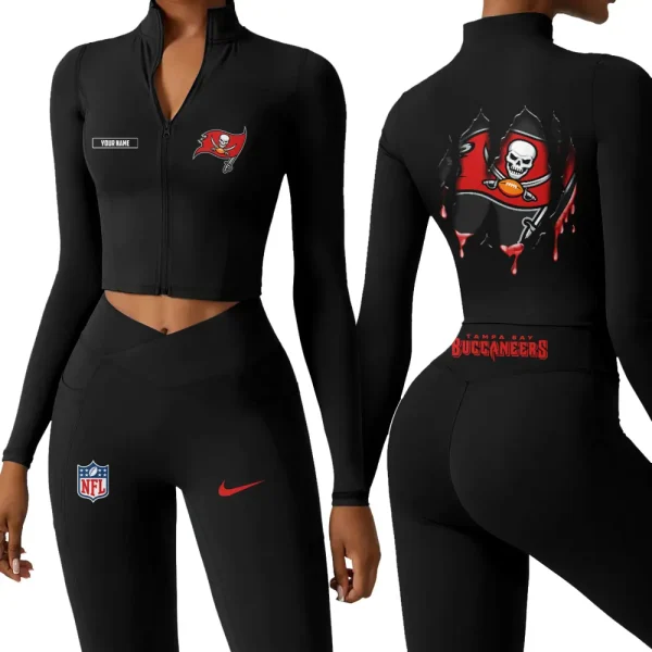 Tampa Bay Buccaneers Zipper Sports Top Women Gym Long Sleeve for Fitness SPTZSTW163 - Image 3