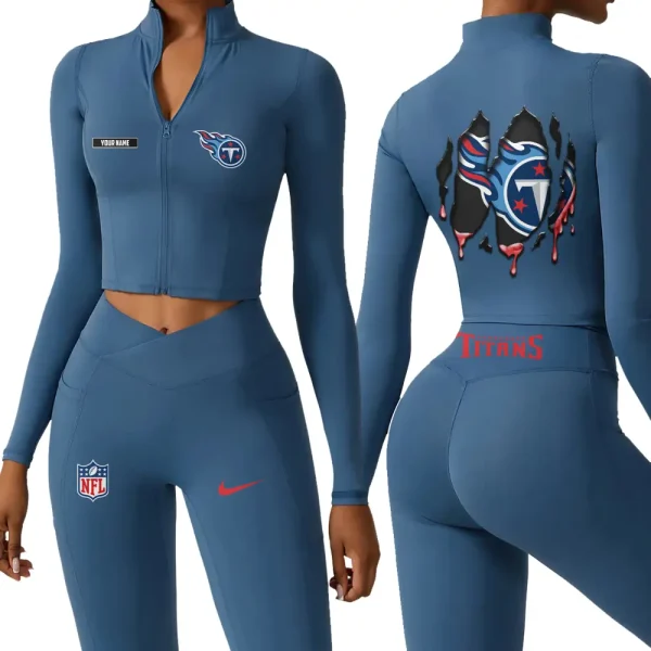 Tennessee Titans Zipper Sports Top Women Gym Long Sleeve for Fitness SPTZSTW164