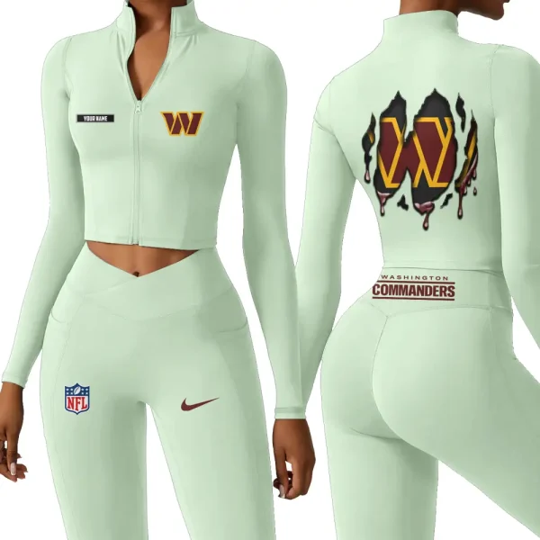 Washington Commanders Zipper Sports Top Women Gym Long Sleeve for Fitness SPTZSTW165 - Image 2