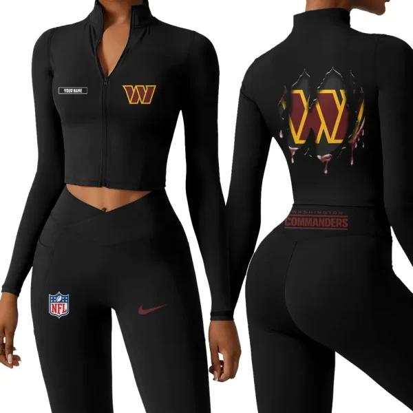 Washington Commanders Zipper Sports Top Women Gym Long Sleeve for Fitness SPTZSTW165 - Image 3