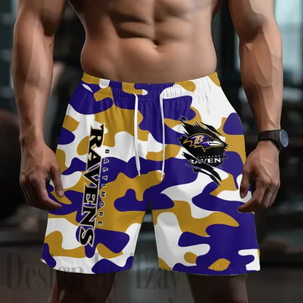 Baltimore Ravens Men's Beach Shorts Quick Dry Material Fitness Summer Casual Sports BGSHORT785