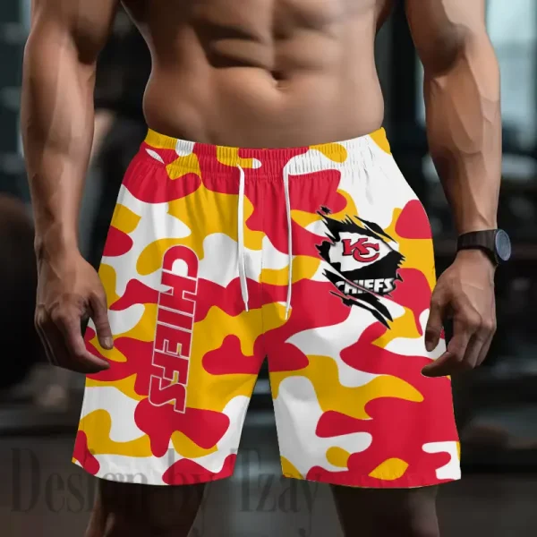 Kansas City Chiefs Men's Beach Shorts Quick Dry Material Fitness Summer Casual Sports BGSHORT798