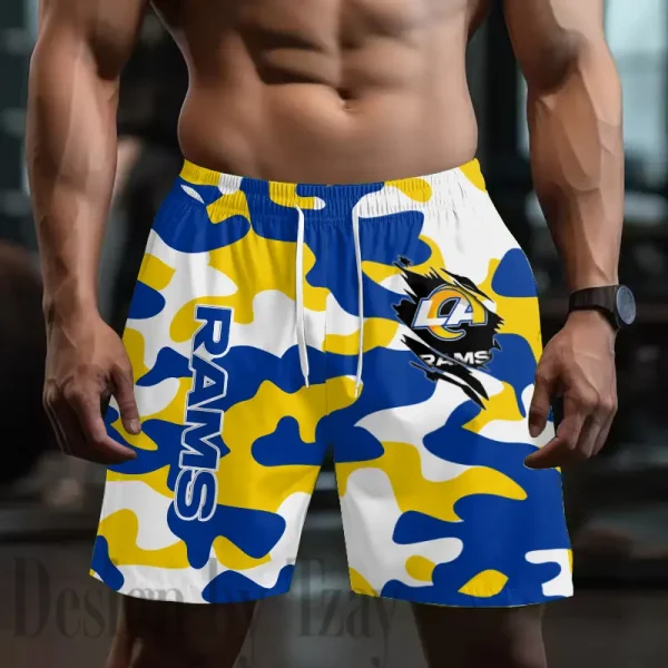 Los Angeles Rams Men's Beach Shorts Quick Dry Material Fitness Summer Casual Sports BGSHORT801