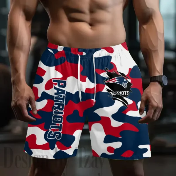 New England Patriots Men's Beach Shorts Quick Dry Material Fitness Summer Casual Sports BGSHORT804