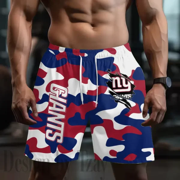 New York Giants Men's Beach Shorts Quick Dry Material Fitness Summer Casual Sports BGSHORT806