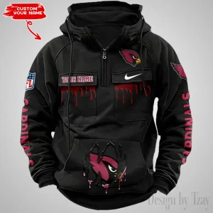 Arizona Cardinals Fashionable Outerwear Men's Autumn Winter Hooded Sweatshirt Cool Motorcycle Shirt AZVMHD926
