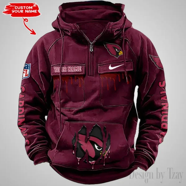 Arizona Cardinals Fashionable Outerwear Men's Autumn Winter Hooded Sweatshirt Cool Motorcycle Shirt AZVMHD926 - Image 2