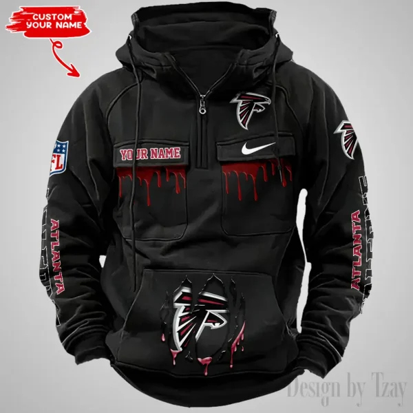 Atlanta Falcons Fashionable Outerwear Men's Autumn Winter Hooded Sweatshirt Cool Motorcycle Shirt AZVMHD927 - Image 2