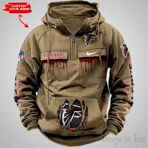 Atlanta Falcons Fashionable Outerwear Men's Autumn Winter Hooded Sweatshirt Cool Motorcycle Shirt AZVMHD927