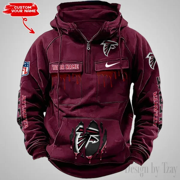 Atlanta Falcons Fashionable Outerwear Men's Autumn Winter Hooded Sweatshirt Cool Motorcycle Shirt AZVMHD927 - Image 3