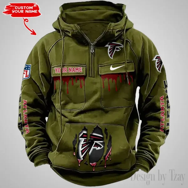 Atlanta Falcons Fashionable Outerwear Men's Autumn Winter Hooded Sweatshirt Cool Motorcycle Shirt AZVMHD927 - Image 4