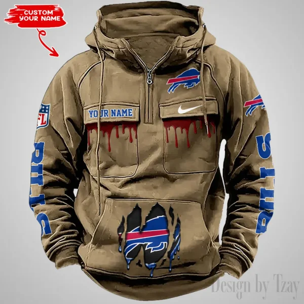 Buffalo Bills Fashionable Outerwear Men's Autumn Winter Hooded Sweatshirt Cool Motorcycle Shirt AZVMHD929 - Image 3