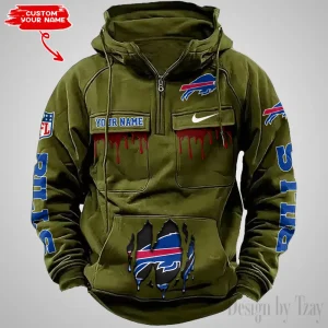 Buffalo Bills Fashionable Outerwear Men's Autumn Winter Hooded Sweatshirt Cool Motorcycle Shirt AZVMHD929