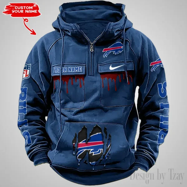Buffalo Bills Fashionable Outerwear Men's Autumn Winter Hooded Sweatshirt Cool Motorcycle Shirt AZVMHD929 - Image 4