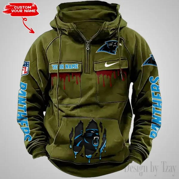 Carolina Panthers Fashionable Outerwear Men's Autumn Winter Hooded Sweatshirt Cool Motorcycle Shirt AZVMHD930 - Image 3