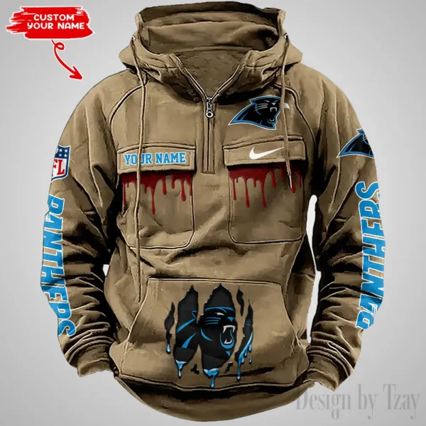 Carolina Panthers Fashionable Outerwear Men's Autumn Winter Hooded Sweatshirt Cool Motorcycle Shirt AZVMHD930 - Image 4