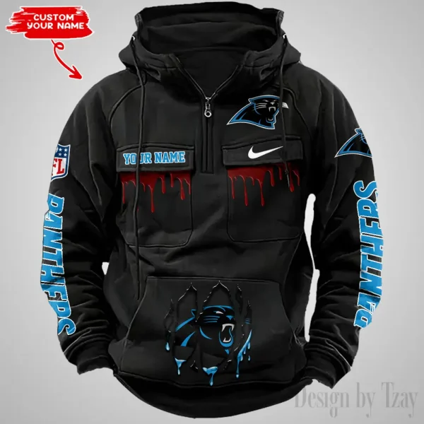 Carolina Panthers Fashionable Outerwear Men's Autumn Winter Hooded Sweatshirt Cool Motorcycle Shirt AZVMHD930 - Image 5