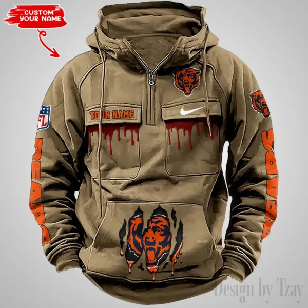 Chicago Bears Fashionable Outerwear Men's Autumn Winter Hooded Sweatshirt Cool Motorcycle Shirt AZVMHD931 - Image 2